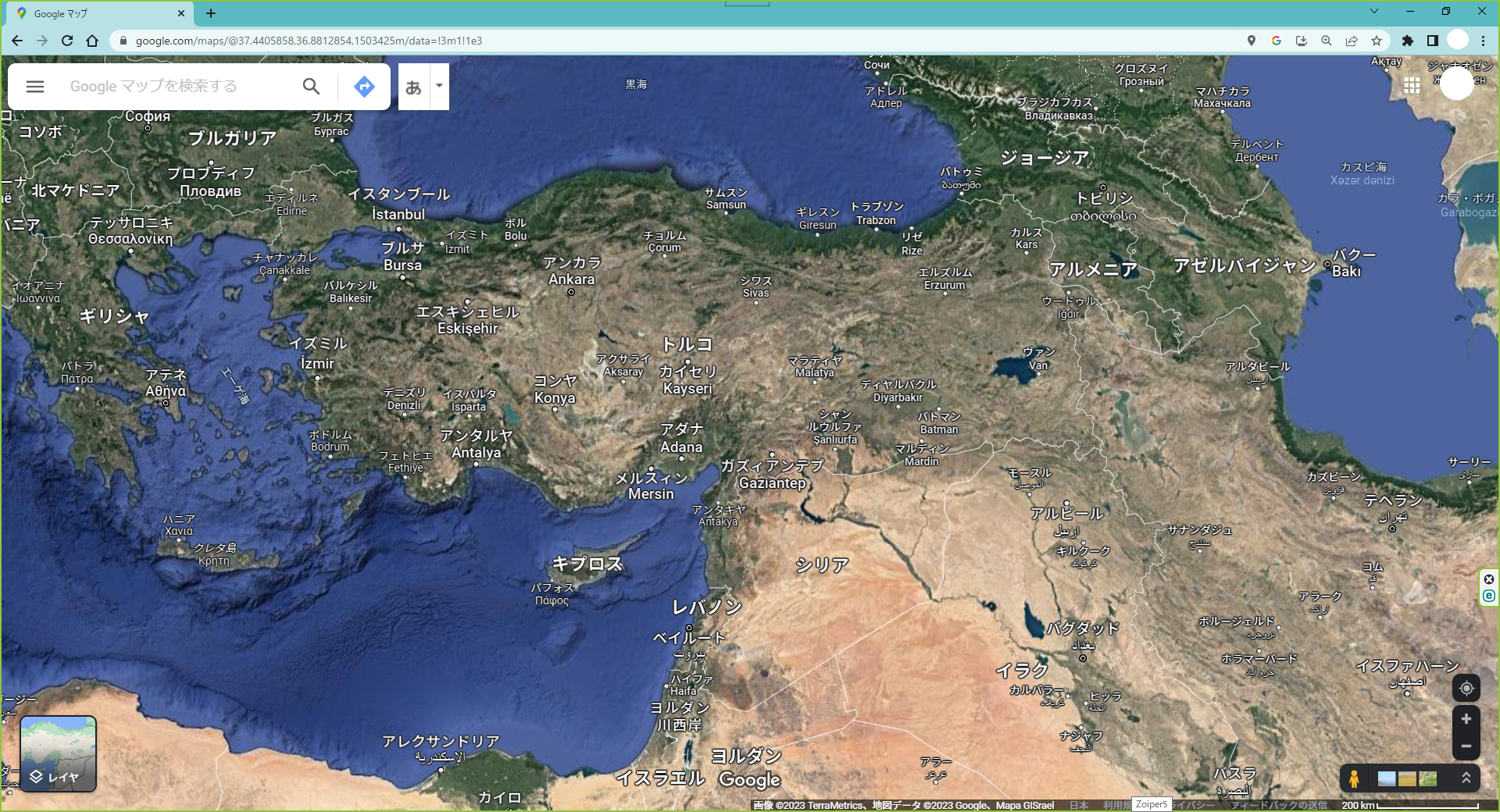 Googleマップ-トルコ-シリア近辺