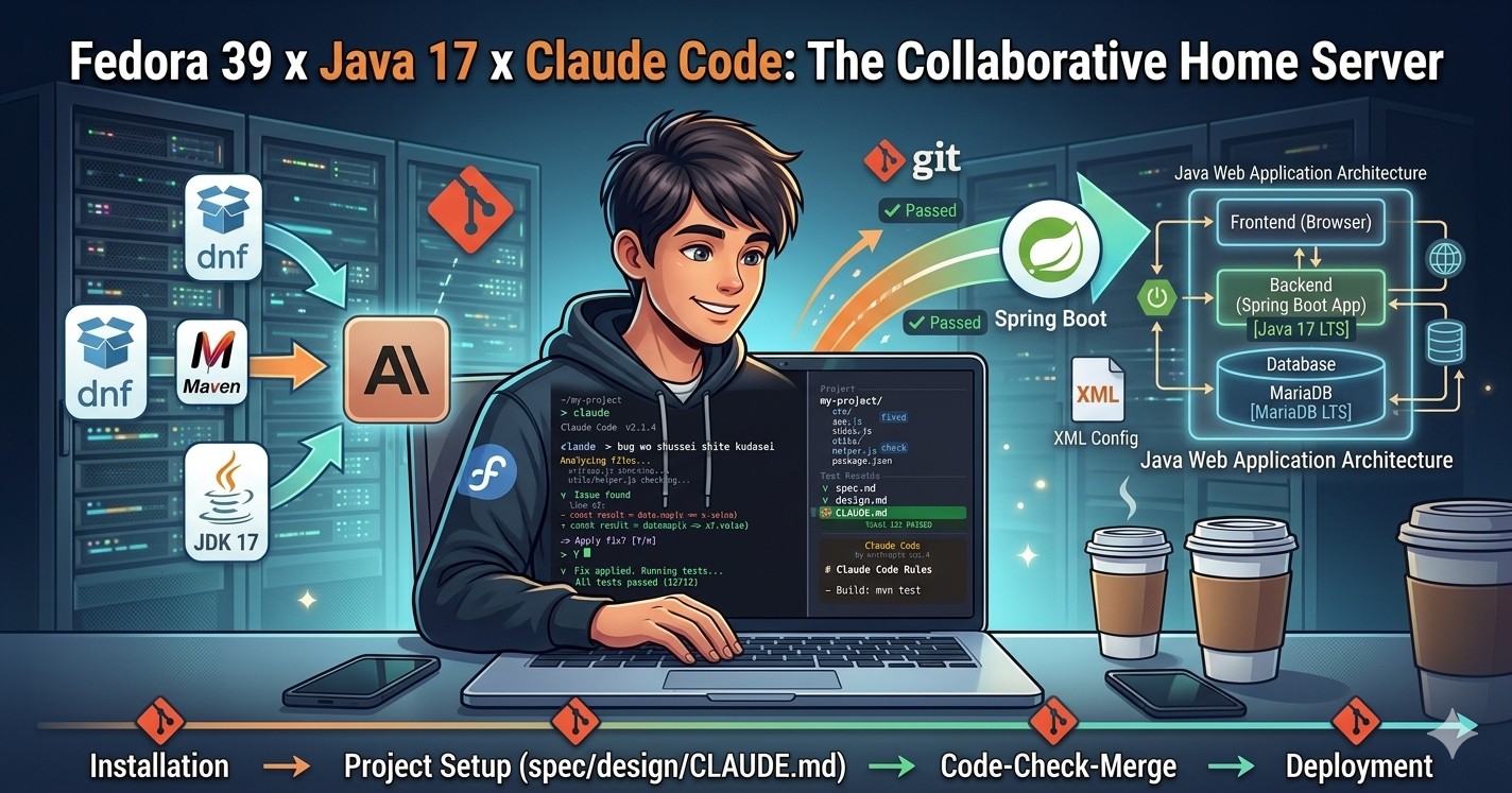 【Fedora 39】Claude CodeをJava開発（Maven/MariaDB）に導入する：安全な構築とAIとの共存ルール
