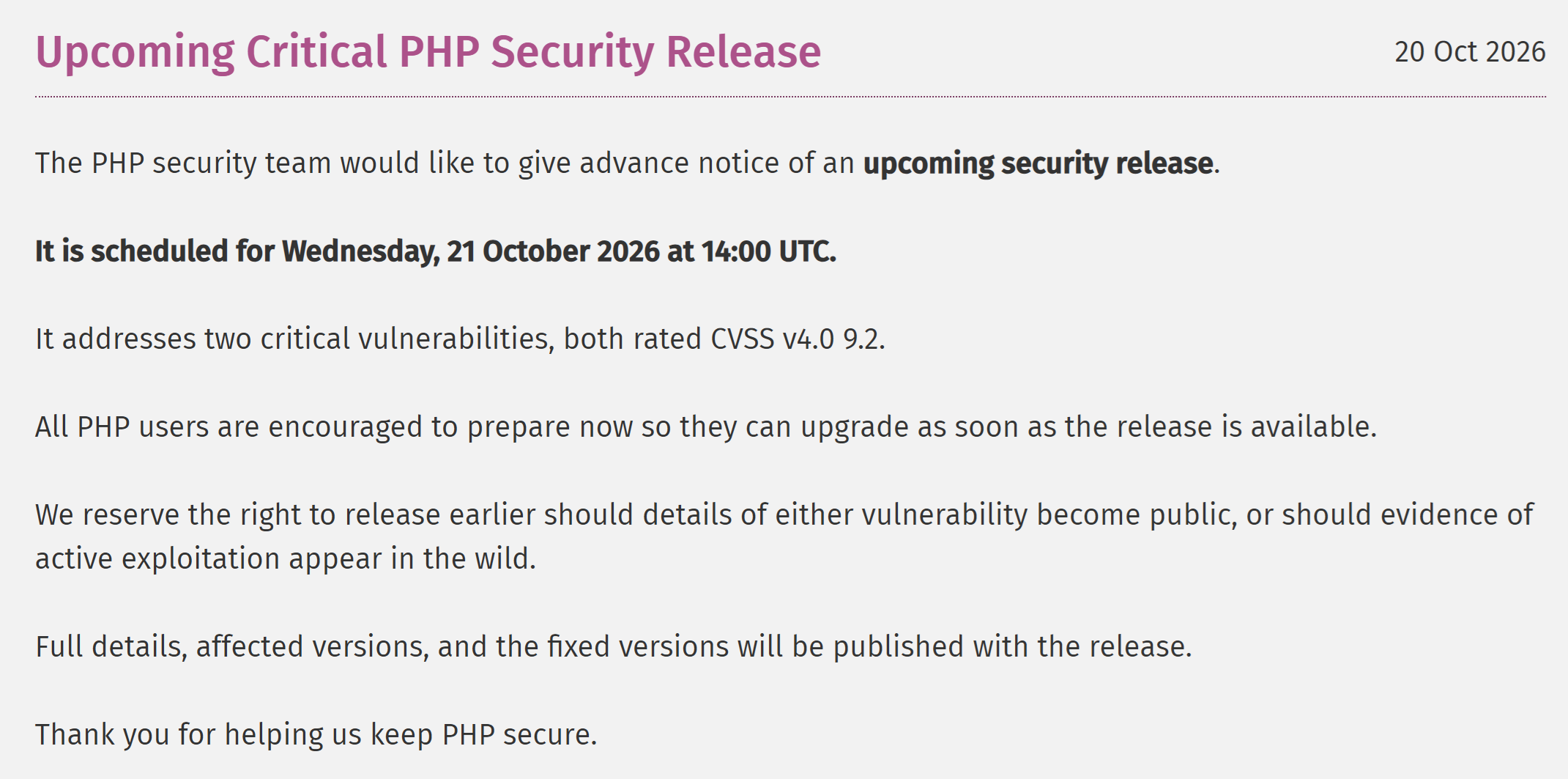 PHPの重大なリモートコード実行の脆弱性